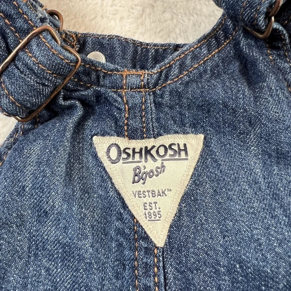 OshKosh B'gosh Overalls Kids 2T Blue Denim Lined Plaid Cuff Adjustable Strap
